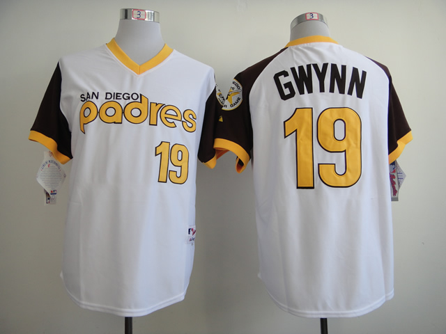 Men San Diego Padres 19 Gwynn White Throwback 1978 MLB Jerseys